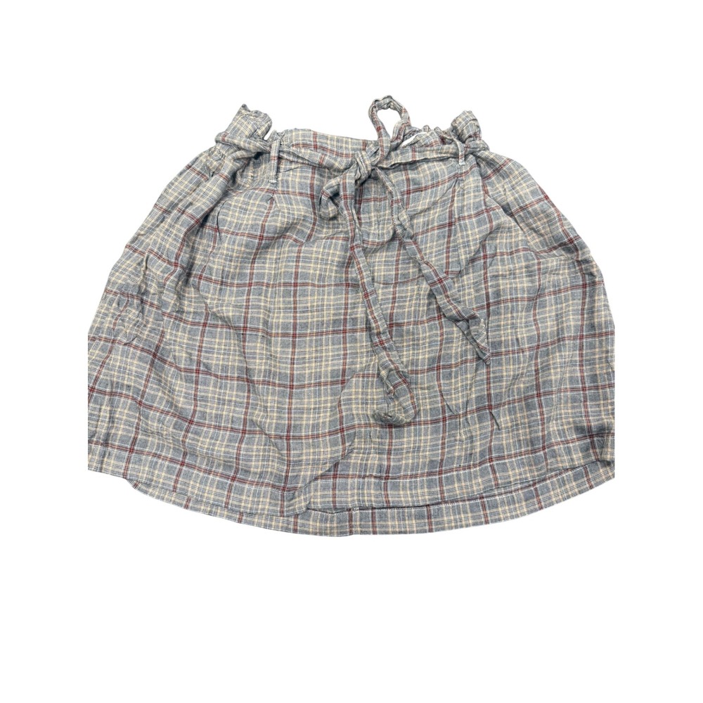 American Eagle Women's Large Plaid Paperbag Waist Mini Skirt Tie Belt Preppy
